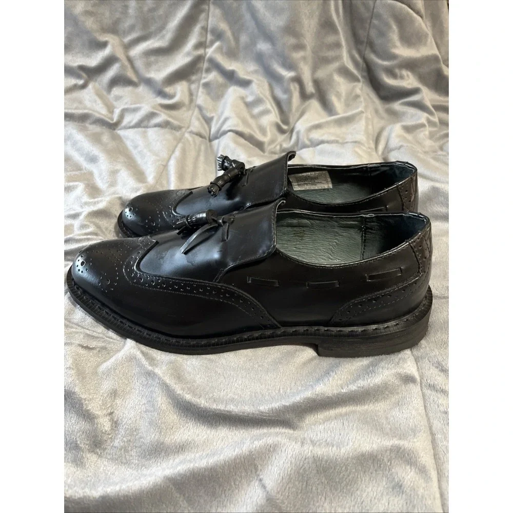 Executive Imperials Tassel Loafers Mens‎ 10E Black Leather Wingtip Dress Shoes